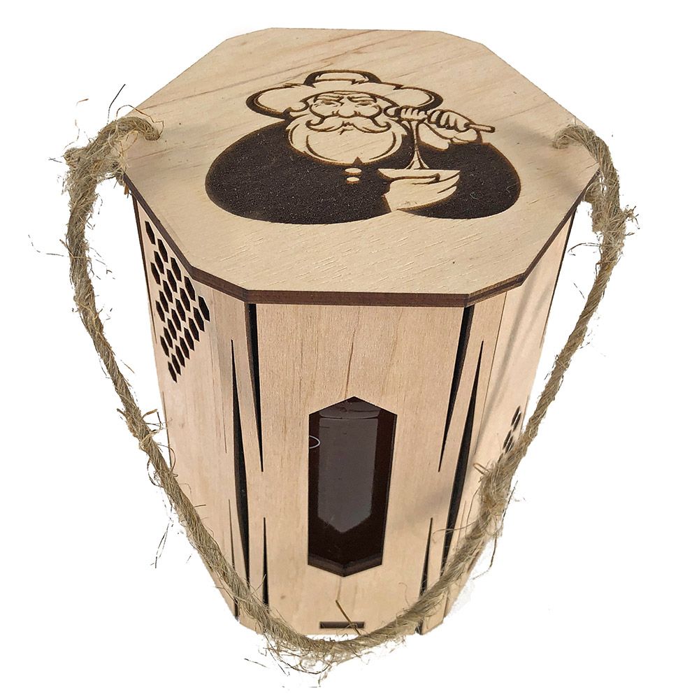 Geschenkbox mit einem Imkermotiv für ein 500 Gramm Glas