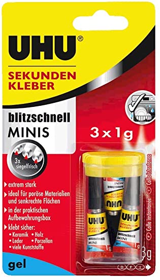 UHU Gel Kleber für Zeichenplättchen 1 Gramm (Eine Tube)