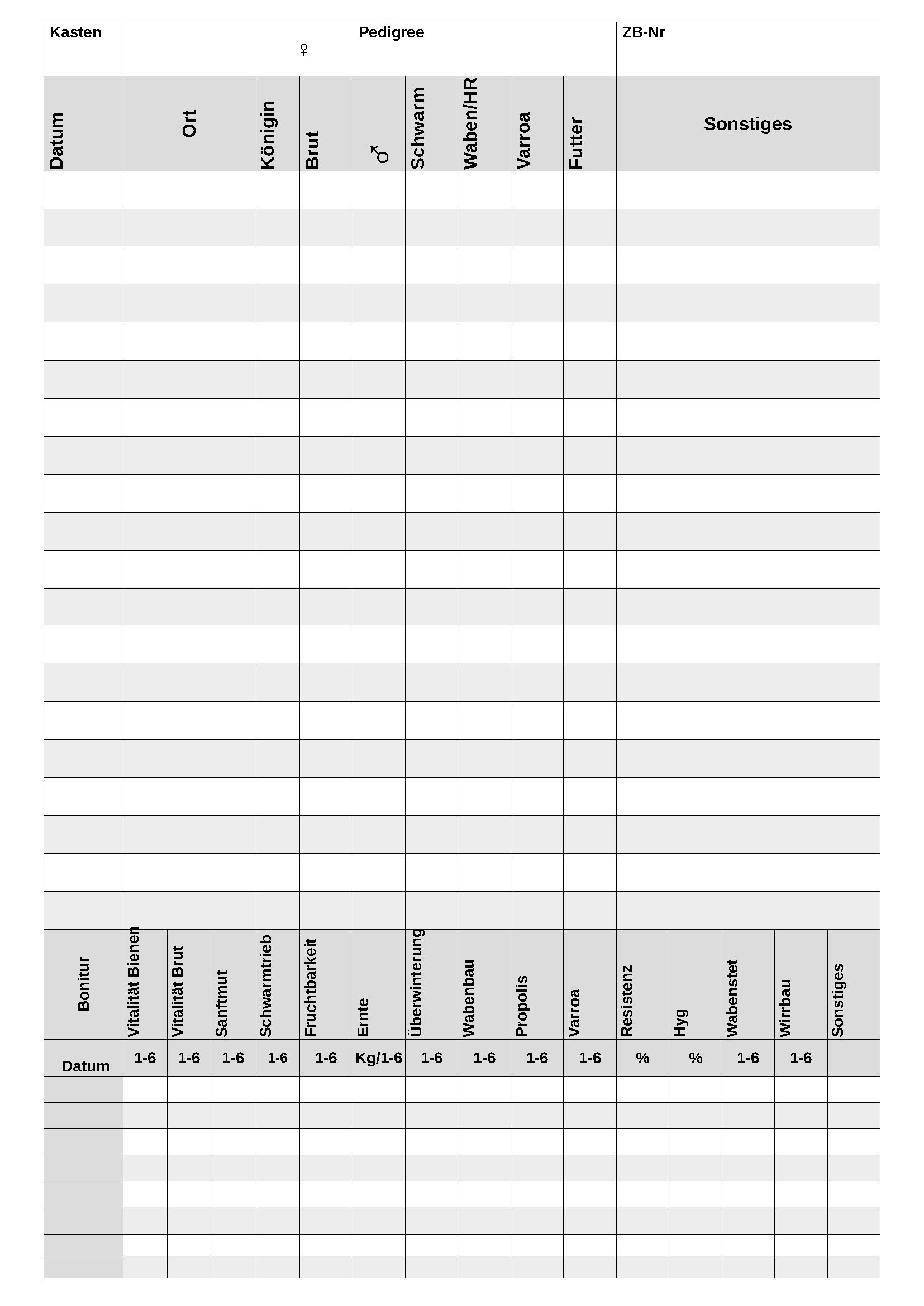 Stockkarte - YORGE (YOB) bewerten Sie Ihre Völker! 10 Stück im Set