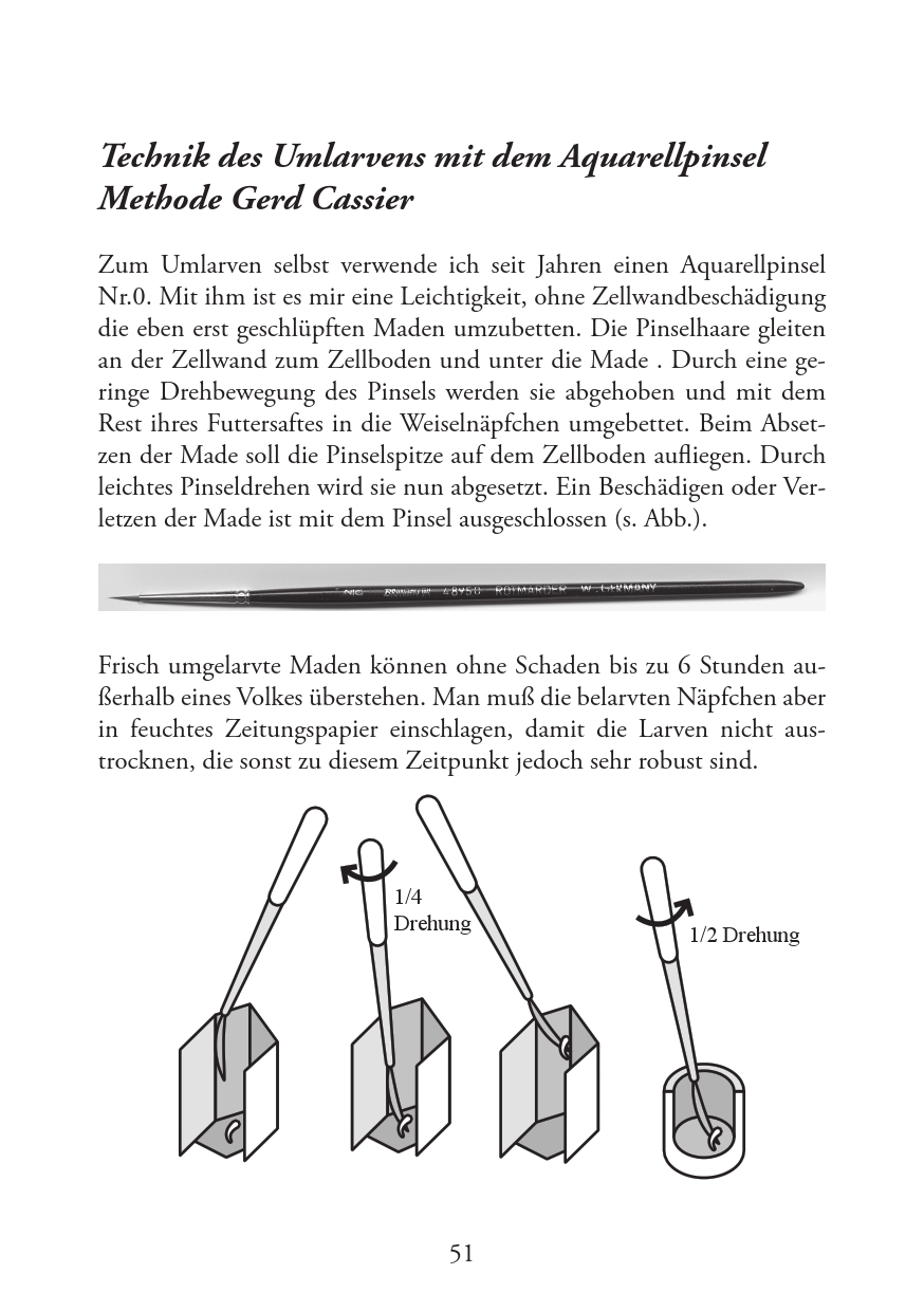 Quelle: Günther Ries, Meine Erfahrungen mit der Buckfastbiene, Selbstverlag: Gemeinschaft der europäischen Buckfastimker, www.gdeb.eu